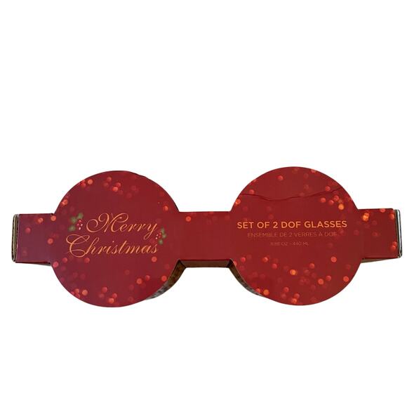 Set of 2 RED Double Old Fashioned Cocktail Glasses Christmas Holiday New - Picture 4 of 10